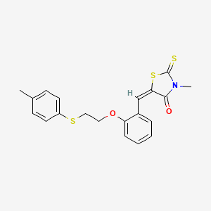 molecular formula C20H19NO2S3 B5153264 (5E)-3-methyl-5-[[2-[2-(4-methylphenyl)sulfanylethoxy]phenyl]methylidene]-2-sulfanylidene-1,3-thiazolidin-4-one 