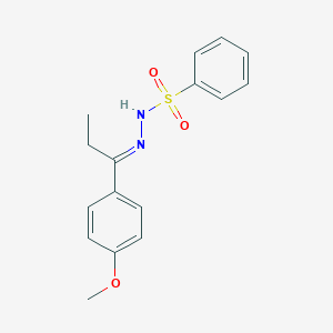 molecular formula C16H18N2O3S B515332 N'-[1-(4-methoxyphenyl)propylidene]benzenesulfonohydrazide 