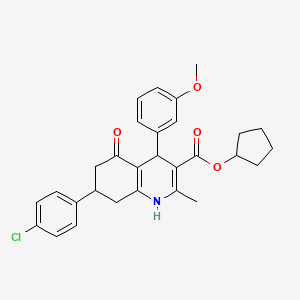molecular formula C29H30ClNO4 B5153323 Cyclopentyl 7-(4-chlorophenyl)-4-(3-methoxyphenyl)-2-methyl-5-oxo-1,4,5,6,7,8-hexahydroquinoline-3-carboxylate 