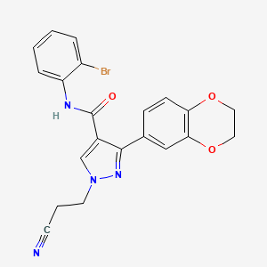 molecular formula C21H17BrN4O3 B5153364 N-(2-bromophenyl)-1-(2-cyanoethyl)-3-(2,3-dihydro-1,4-benzodioxin-6-yl)pyrazole-4-carboxamide 
