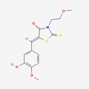 molecular formula C14H15NO4S2 B5153365 (5Z)-5-(3-hydroxy-4-methoxybenzylidene)-3-(2-methoxyethyl)-2-thioxo-1,3-thiazolidin-4-one 