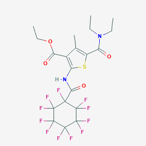 molecular formula C20H19F11N2O4S B515338 Ethyl 5-(diethylcarbamoyl)-4-methyl-2-{[(undecafluorocyclohexyl)carbonyl]amino}thiophene-3-carboxylate 