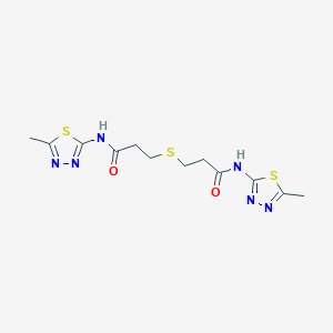 molecular formula C12H16N6O2S3 B515355 N-(5-methyl-1,3,4-thiadiazol-2-yl)-3-({3-[(5-methyl-1,3,4-thiadiazol-2-yl)amino]-3-oxopropyl}sulfanyl)propanamide 