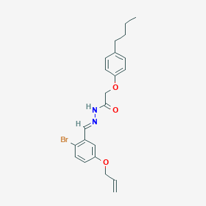 molecular formula C22H25BrN2O3 B515356 N'-[5-(allyloxy)-2-bromobenzylidene]-2-(4-butylphenoxy)acetohydrazide 