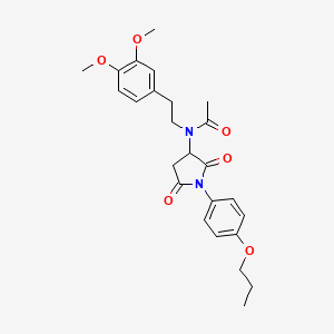 molecular formula C25H30N2O6 B5153618 N-[2-(3,4-dimethoxyphenyl)ethyl]-N-[2,5-dioxo-1-(4-propoxyphenyl)pyrrolidin-3-yl]acetamide 