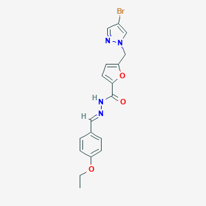 molecular formula C18H17BrN4O3 B515362 5-[(4-bromo-1H-pyrazol-1-yl)methyl]-N'-(4-ethoxybenzylidene)-2-furohydrazide 