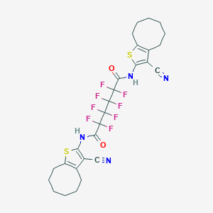 molecular formula C28H26F8N4O2S2 B515374 N,N'-bis(3-cyano-4,5,6,7,8,9-hexahydrocycloocta[b]thiophen-2-yl)-2,2,3,3,4,4,5,5-octafluorohexanediamide 