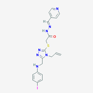 molecular formula C20H20IN7OS B515376 2-({4-allyl-5-[(4-iodoanilino)methyl]-4H-1,2,4-triazol-3-yl}sulfanyl)-N'-(4-pyridinylmethylene)acetohydrazide 