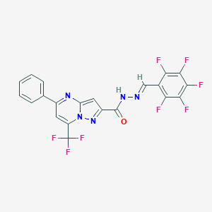 molecular formula C21H9F8N5O B515379 N'-[(E)-(pentafluorophenyl)methylidene]-5-phenyl-7-(trifluoromethyl)pyrazolo[1,5-a]pyrimidine-2-carbohydrazide 