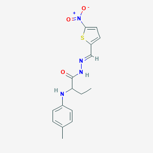 molecular formula C16H18N4O3S B515381 N'-({5-nitro-2-thienyl}methylene)-2-(4-toluidino)butanohydrazide 