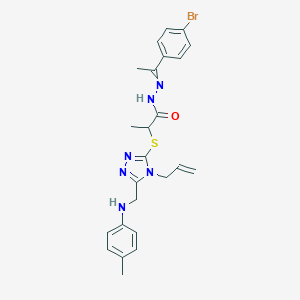 molecular formula C24H27BrN6OS B515383 2-{[4-allyl-5-(4-toluidinomethyl)-4H-1,2,4-triazol-3-yl]sulfanyl}-N'-[1-(4-bromophenyl)ethylidene]propanohydrazide 