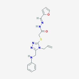 molecular formula C19H20N6O2S B515384 2-{[4-allyl-5-(anilinomethyl)-4H-1,2,4-triazol-3-yl]sulfanyl}-N'-(2-furylmethylene)acetohydrazide 