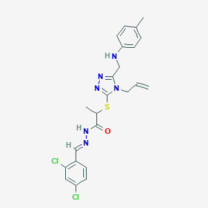 molecular formula C23H24Cl2N6OS B515386 2-{[4-allyl-5-(4-toluidinomethyl)-4H-1,2,4-triazol-3-yl]sulfanyl}-N'-(2,4-dichlorobenzylidene)propanohydrazide 