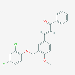 molecular formula C23H18Cl2O3 B515388 3-{3-[(2,4-Dichlorophenoxy)methyl]-4-methoxyphenyl}-1-phenyl-2-propen-1-one 