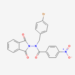 molecular formula C22H14BrN3O5 B5153888 N-[(4-bromophenyl)methyl]-N-(1,3-dioxoisoindol-2-yl)-4-nitrobenzamide 