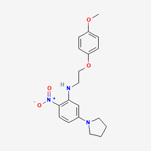 molecular formula C19H23N3O4 B5153941 N-[2-(4-methoxyphenoxy)ethyl]-2-nitro-5-(pyrrolidin-1-yl)aniline 