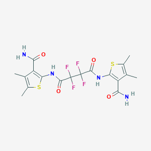 molecular formula C18H18F4N4O4S2 B515402 N,N'-bis(3-carbamoyl-4,5-dimethylthiophen-2-yl)-2,2,3,3-tetrafluorobutanediamide 