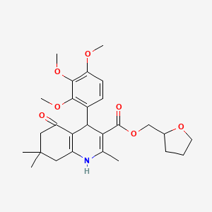 molecular formula C27H35NO7 B5154074 Tetrahydrofuran-2-ylmethyl 2,7,7-trimethyl-5-oxo-4-(2,3,4-trimethoxyphenyl)-1,4,5,6,7,8-hexahydroquinoline-3-carboxylate 
