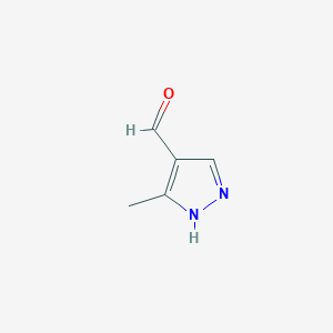 molecular formula C5H6N2O B051541 3-methyl-1H-pyrazole-4-carbaldehyde CAS No. 112758-40-4