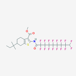 molecular formula C24H23F16NO3S B515411 METHYL 2-[(2,2,3,3,4,4,5,5,6,6,7,7,8,8,9,9-HEXADECAFLUORONONANOYL)AMINO]-6-(TERT-PENTYL)-4,5,6,7-TETRAHYDRO-1-BENZOTHIOPHENE-3-CARBOXYLATE 