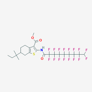 molecular formula C24H23F16NO3S B515411 Methyl 2-[(2,2,3,3,4,4,5,5,6,6,7,7,8,8,9,9-hexadecafluorononanoyl)amino]-6-tert-pentyl-4,5,6,7-tetrahydro-1-benzothiophene-3-carboxylate 