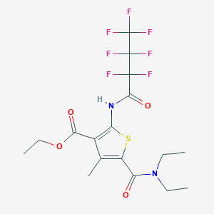 molecular formula C17H19F7N2O4S B515412 Ethyl 5-(diethylcarbamoyl)-2-[(2,2,3,3,4,4,4-heptafluorobutanoyl)amino]-4-methylthiophene-3-carboxylate 
