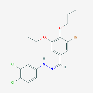 molecular formula C18H19BrCl2N2O2 B515416 3-Bromo-5-ethoxy-4-propoxybenzaldehyde (3,4-dichlorophenyl)hydrazone 