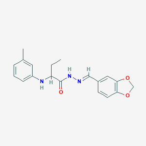 molecular formula C19H21N3O3 B515421 N'-(1,3-benzodioxol-5-ylmethylene)-2-(3-toluidino)butanohydrazide 