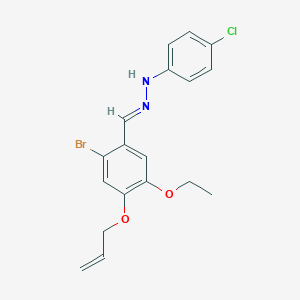 molecular formula C18H18BrClN2O2 B515422 4-(Allyloxy)-2-bromo-5-ethoxybenzaldehyde (4-chlorophenyl)hydrazone 