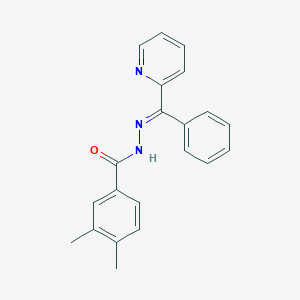 molecular formula C21H19N3O B515424 3,4-dimethyl-N'-[phenyl(2-pyridinyl)methylene]benzohydrazide 