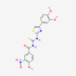 molecular formula C20H18N4O6S2 B5154289 N-{[4-(3,4-dimethoxyphenyl)-1,3-thiazol-2-yl]carbamothioyl}-4-methoxy-3-nitrobenzamide 