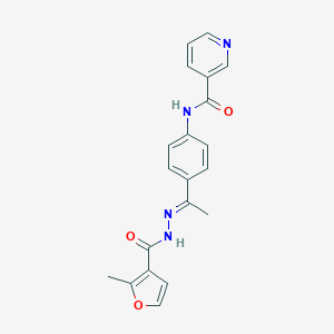 molecular formula C20H18N4O3 B515429 N~3~-[4-(1-{(E)-2-[(2-METHYL-3-FURYL)CARBONYL]HYDRAZONO}ETHYL)PHENYL]NICOTINAMIDE 