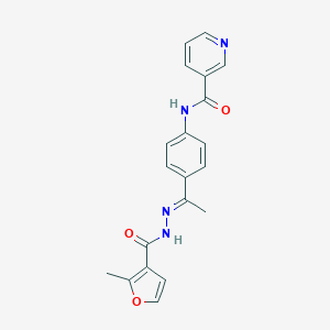 molecular formula C20H18N4O3 B515429 N-[4-[(E)-C-methyl-N-[(2-methylfuran-3-carbonyl)amino]carbonimidoyl]phenyl]pyridine-3-carboxamide 