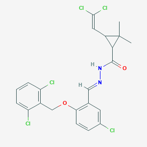 molecular formula C22H19Cl5N2O2 B515431 N'-{5-chloro-2-[(2,6-dichlorobenzyl)oxy]benzylidene}-3-(2,2-dichlorovinyl)-2,2-dimethylcyclopropanecarbohydrazide 