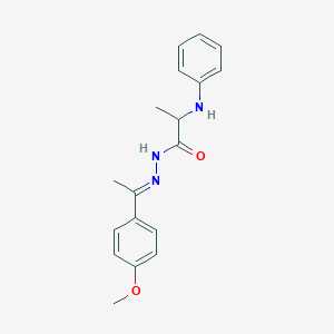 molecular formula C18H21N3O2 B515434 2-anilino-N'-[1-(4-methoxyphenyl)ethylidene]propanohydrazide 