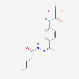 molecular formula C15H18F3N3O2 B515435 2,2,2-trifluoro-N-[4-(N-pentanoylethanehydrazonoyl)phenyl]acetamide 