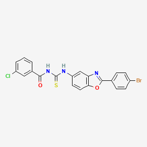 molecular formula C21H13BrClN3O2S B5154414 N-{[2-(4-bromophenyl)-1,3-benzoxazol-5-yl]carbamothioyl}-3-chlorobenzamide 