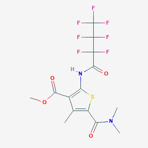 molecular formula C14H13F7N2O4S B515442 methyl 5-[(dimethylamino)carbonyl]-2-[(2,2,3,3,4,4,4-heptafluorobutanoyl)amino]-4-methyl-3-thiophenecarboxylate 