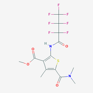 molecular formula C14H13F7N2O4S B515442 Methyl 5-(dimethylcarbamoyl)-2-[(2,2,3,3,4,4,4-heptafluorobutanoyl)amino]-4-methylthiophene-3-carboxylate 