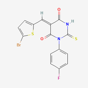 molecular formula C15H8BrFN2O2S2 B5154451 (5Z)-5-[(5-bromothiophen-2-yl)methylidene]-1-(4-fluorophenyl)-2-sulfanylidene-1,3-diazinane-4,6-dione 