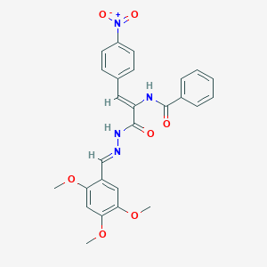 molecular formula C26H24N4O7 B515451 N-(2-{4-nitrophenyl}-1-{[2-(2,4,5-trimethoxybenzylidene)hydrazino]carbonyl}vinyl)benzamide 