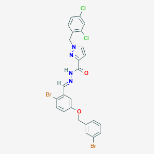 molecular formula C25H18Br2Cl2N4O2 B515453 N'-{2-bromo-5-[(3-bromobenzyl)oxy]benzylidene}-1-(2,4-dichlorobenzyl)-1H-pyrazole-3-carbohydrazide 