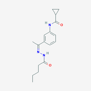 molecular formula C17H23N3O2 B515454 N-{3-[(1Z)-1-(2-pentanoylhydrazinylidene)ethyl]phenyl}cyclopropanecarboxamide 