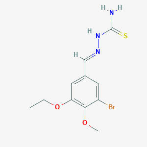 molecular formula C11H14BrN3O2S B515457 {[(3-Bromo-5-ethoxy-4-methoxyphenyl)methylidene]amino}thiourea 