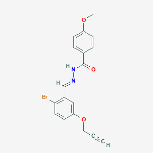 molecular formula C18H15BrN2O3 B515458 N'-[2-bromo-5-(2-propynyloxy)benzylidene]-4-methoxybenzohydrazide 