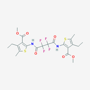 molecular formula C22H24F4N2O6S2 B515464 methyl 4-ethyl-2-[(4-{[4-ethyl-3-(methoxycarbonyl)-5-methyl-2-thienyl]amino}-2,2,3,3-tetrafluoro-4-oxobutanoyl)amino]-5-methyl-3-thiophenecarboxylate 