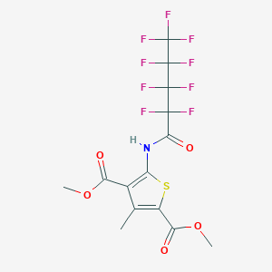 molecular formula C14H10F9NO5S B515467 Dimethyl 3-methyl-5-[(2,2,3,3,4,4,5,5,5-nonafluoropentanoyl)amino]-2,4-thiophenedicarboxylate 