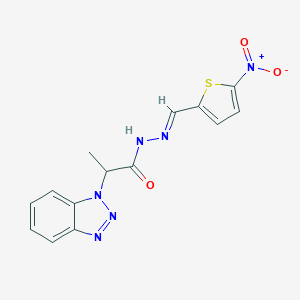 molecular formula C14H12N6O3S B515475 2-(1H-benzotriazol-1-yl)-N'-[(E)-(5-nitrothiophen-2-yl)methylidene]propanehydrazide 