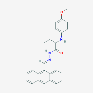 molecular formula C26H25N3O2 B515478 N'-(9-anthrylmethylene)-2-(4-methoxyanilino)butanohydrazide 