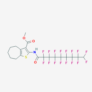 molecular formula C20H15F16NO3S B515479 methyl 2-[(2,2,3,3,4,4,5,5,6,6,7,7,8,8,9,9-hexadecafluorononanoyl)amino]-5,6,7,8-tetrahydro-4H-cyclohepta[b]thiophene-3-carboxylate 